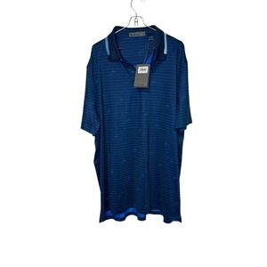 G/Fore Men's Polo Shirt Golf Short Sleeve Stretch Striped‎ Blue Size Medium NWT